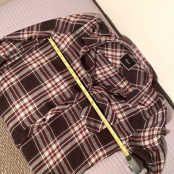 Rails Hunter plaid rayon button down long sleeved top onyx, crimson & white M - Picture 11 of 12